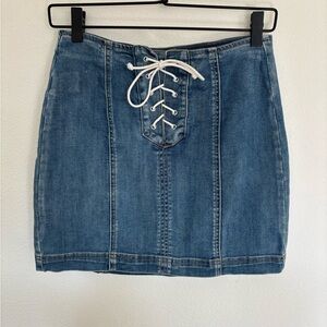 PacSun Blue Mini denim Skirt with Tie up laced Front